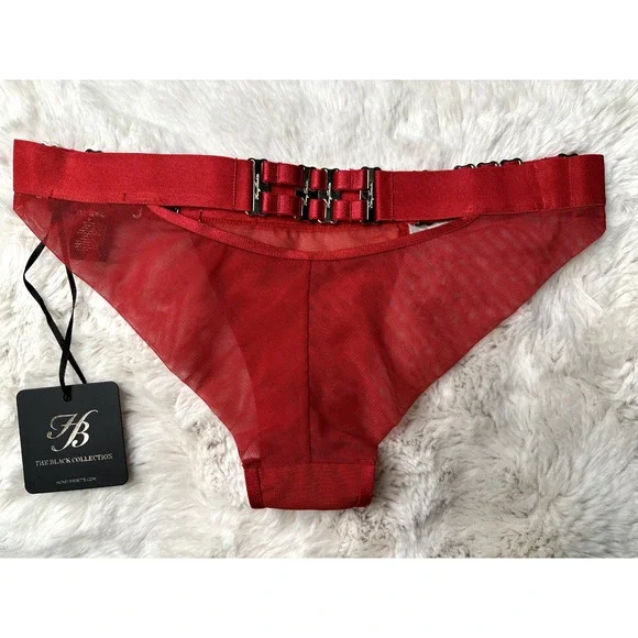 Honey Birdette SAMANTHA❤️ Red & Gold Cheeky Brief Panty XS